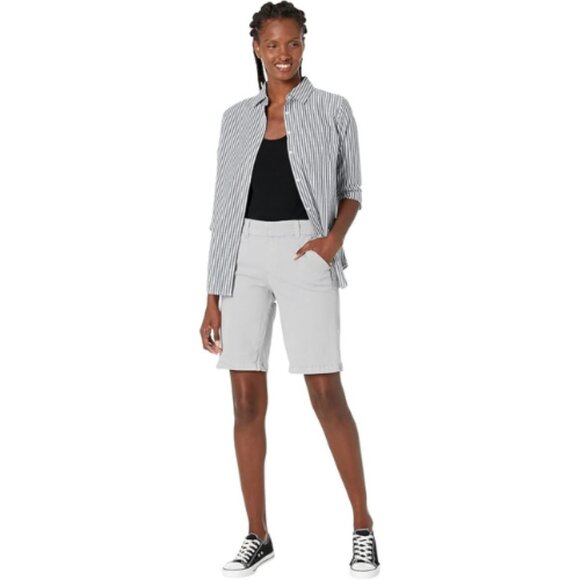 Jag Women's Maddie Twill Mid Rise 11" In Pull-On Bermuda Shorts Grey Size 2 NWT - Picture 1 of 6
